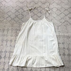 Madewell White Tie-Strap Ruffle Hem Tank Dress